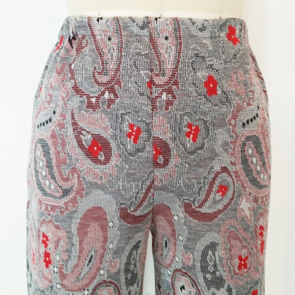 Vtg 70s Double Knit Pants Ankle Cropped Paisley - Picture 4 of 8